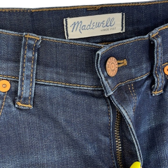 Madewell Womens Skinny Skinny Jeans Mid Rise Dark Wash Denim Whiskered Faded 27 - Picture 4 of 9